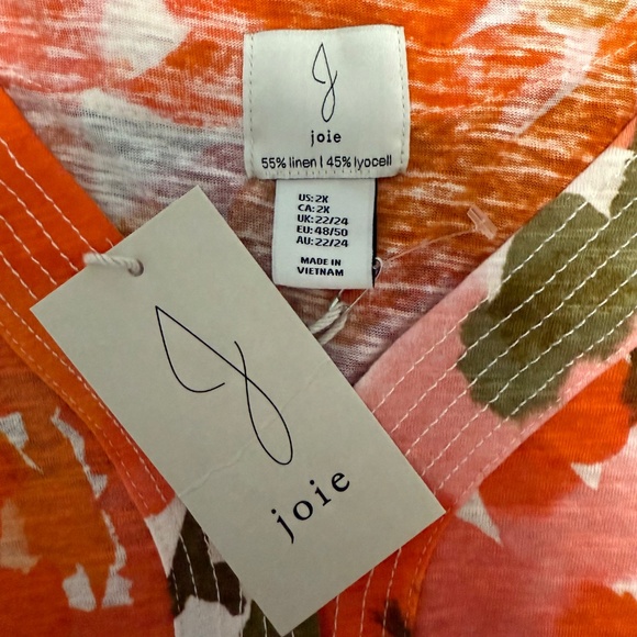 Joie Plus Short Sleeve Floral‎ Print Linen Blend Top Blouse Size 2X - Picture 7 of 8